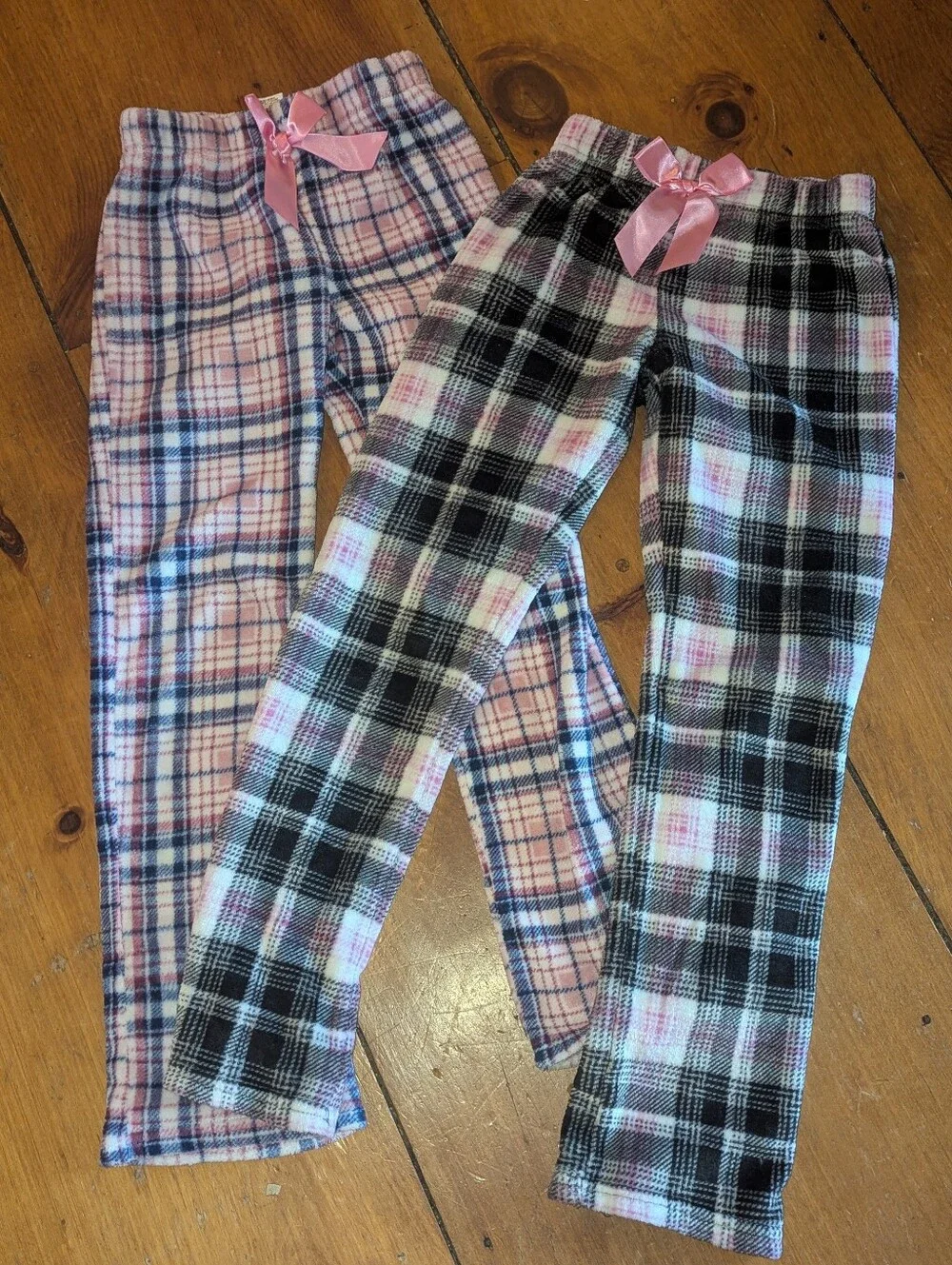 2 Fluffy Fleece Plaid Pajama Pants 14-16